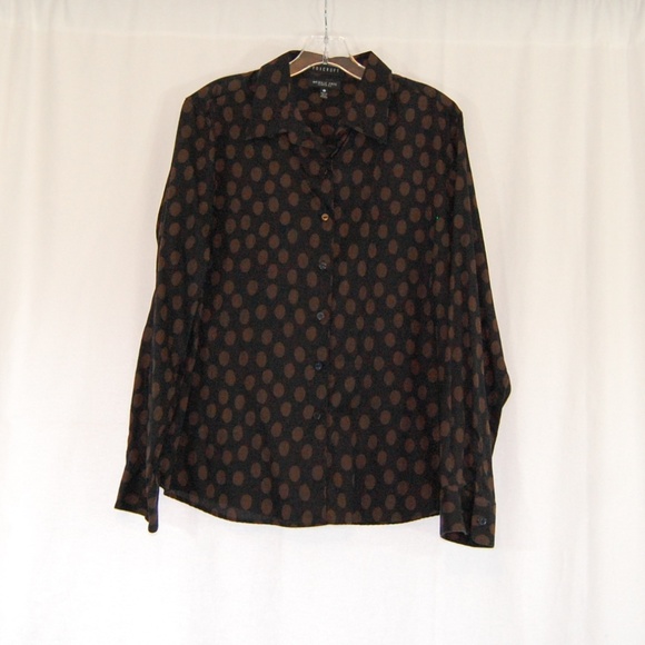 Foxcroft Polka Dot Button Down Top - Picture 4 of 7